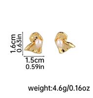 1 Pair IG Style Simple Style Solid Color Inlay Copper Freshwater Pearl 18K Gold Plated Silver Plated Ear Studs main image 2