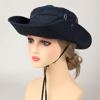 Women's Sports Solid Color Elastic Drawstring Design Wide Eaves Bucket Hat sku image 1