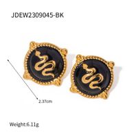 1 Pair IG Style Cool Style Snake Enamel 304 Stainless Steel 18K Gold Plated Ear Studs main image 2