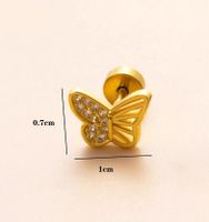 1 Piece Ear Cartilage Rings & Studs Simple Style Classic Style Heart Shape Snake Butterfly Copper Polishing Inlay Zircon 18K Gold Plated Ear Cartilage Rings & Studs main image 2