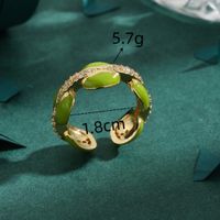 Copper 18K Gold Plated Simple Style Enamel Inlay Oval Zircon Open Rings main image 2