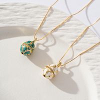 Kupfer 18 Karat Vergoldet Elegant Süß Romantisch Inlay Geometrisch Zirkon Halskette Mit Anhänger main image 4