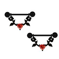 1 Piece Nipple Rings & Studs IG Style Shiny Heart Shape Flower 316 Stainless Steel  Alloy Titanium Steel Epoxy Chain Inlay Resin Rhinestones Glass White Gold Plated Gold Plated main image 7