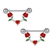 1 Piece Nipple Rings & Studs IG Style Shiny Heart Shape Flower 316 Stainless Steel  Alloy Titanium Steel Epoxy Chain Inlay Resin Rhinestones Glass White Gold Plated Gold Plated main image 6