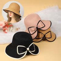 Women's Elegant Sweet Solid Color Braid Bowknot Wide Eaves Sun Hat main image 1
