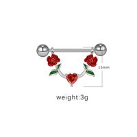 1 Piece Nipple Rings & Studs IG Style Shiny Heart Shape Flower 316 Stainless Steel  Alloy Titanium Steel Epoxy Chain Inlay Resin Rhinestones Glass White Gold Plated Gold Plated sku image 1