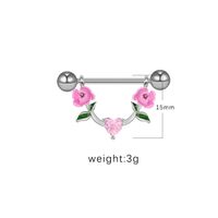 1 Piece Nipple Rings & Studs IG Style Shiny Heart Shape Flower 316 Stainless Steel  Alloy Titanium Steel Epoxy Chain Inlay Resin Rhinestones Glass White Gold Plated Gold Plated sku image 2