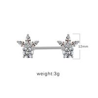 1 Piece Nipple Rings & Studs IG Style Shiny Heart Shape Flower 316 Stainless Steel  Alloy Titanium Steel Epoxy Chain Inlay Resin Rhinestones Glass White Gold Plated Gold Plated sku image 8