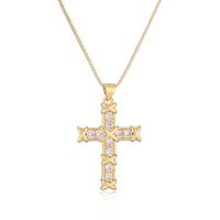 Copper 18K Gold Plated Simple Style Commute Inlay Cross Zircon Pendant Necklace main image 5