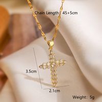Copper 18K Gold Plated Simple Style Commute Inlay Cross Zircon Pendant Necklace main image 2