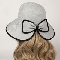 Women's Elegant Sweet Solid Color Braid Bowknot Wide Eaves Sun Hat sku image 3