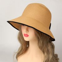 Women's Elegant Sweet Solid Color Braid Bowknot Wide Eaves Sun Hat main image 9