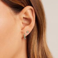 1 Pair Casual Tropical Simple Style Round Inlay Sterling Silver Turquoise Gold Plated Earrings main image 7