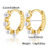 1 Pair Sweet Simple Style Classic Style Round Pearl Inlay Sterling Silver Artificial Pearls Gold Plated Earrings main image 2