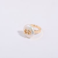 Wholesale Simple Style Classic Style Constellation Copper Inlay Freshwater Pearl Open Rings sku image 1