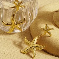 1 Pair Exaggerated Marine Style Starfish 304 Stainless Steel 18K Gold Plated Drop Earrings main image 3
