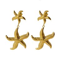 1 Pair Exaggerated Marine Style Starfish 304 Stainless Steel 18K Gold Plated Drop Earrings sku image 2