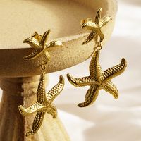 1 Pair Exaggerated Marine Style Starfish 304 Stainless Steel 18K Gold Plated Drop Earrings main image 4