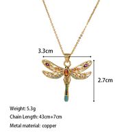 Copper Elegant Classical Romantic Plating Inlay Cross Dragonfly Zircon Pendant Necklace main image 2