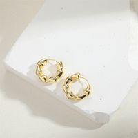 1 Pair Simple Style Bamboo Joint Copper Copper 14K Gold Plated Hoop Earrings main image 3