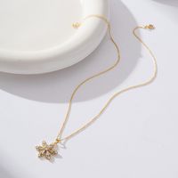Copper Elegant Classical Romantic Plating Inlay Dragonfly Snowflake Zircon Pendant Necklace main image 4