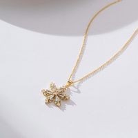 Copper Elegant Classical Romantic Plating Inlay Dragonfly Snowflake Zircon Pendant Necklace main image 3
