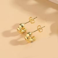 1 Pair Simple Style Bamboo Joint Copper Copper 14K Gold Plated Hoop Earrings sku image 1