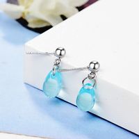 1 Pair Sweet Simple Style Water Droplets Glass Copper White Gold Plated Drop Earrings main image 1