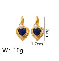 1 Pair Retro Heart Shape Plating Copper 18K Gold Plated Drop Earrings main image 2