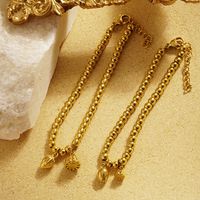 Edelstahl 304 18 Karat Vergoldet IG-Stil Dame Moderner Stil Lotus Lotus Armbänder Halskette main image 6