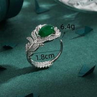 Wholesale Chinoiserie Classical Lady Water Droplets Feather Copper Plating Inlay Zircon Open Rings main image 2