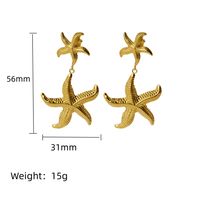 1 Pair Exaggerated Marine Style Starfish 304 Stainless Steel 18K Gold Plated Drop Earrings main image 2