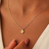 Copper Gold Plated Retro Plating Inlay Solid Color Zircon Pendant Necklace main image 1