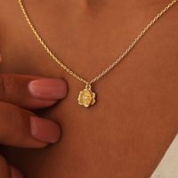 Copper Gold Plated Retro Plating Inlay Solid Color Zircon Pendant Necklace main image 3