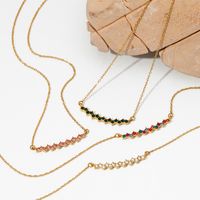 304 Stainless Steel 16K Gold Plated White Gold Plated Gold Plated Casual Inlay Geometric Artificial Rhinestones Necklace main image 6
