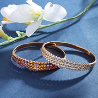 Copper 18K Gold Plated IG Style Lady Streetwear Plating Inlay Geometric Round Artificial Gemstones Bangle main image 4