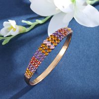 Copper 18K Gold Plated IG Style Lady Streetwear Plating Inlay Geometric Round Artificial Gemstones Bangle main image 7