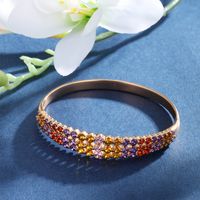 Copper 18K Gold Plated IG Style Lady Streetwear Plating Inlay Geometric Round Artificial Gemstones Bangle main image 6
