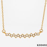 304 Stainless Steel 16K Gold Plated White Gold Plated Gold Plated Casual Inlay Geometric Artificial Rhinestones Necklace sku image 1