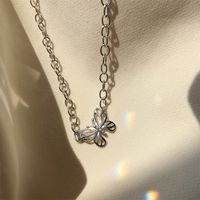 Sterling Silber Versilbert IG-Stil Aushöhlen Schmetterling Halsband main image 4