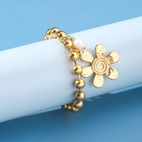 304 Stainless Steel 24K Gold Plated Sweet Classic Style Beaded Inlay Flower Pearl Bracelets main image 1