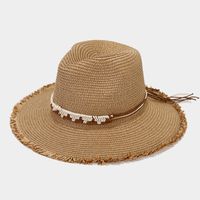 Women's Vacation Beach Solid Color Braid Wide Eaves Straw Hat sku image 5