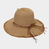 Women's Vacation Beach Solid Color Braid Wide Eaves Straw Hat main image 5