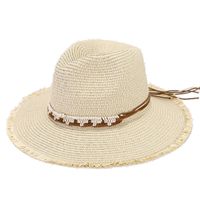 Women's Vacation Beach Solid Color Braid Wide Eaves Straw Hat main image 4