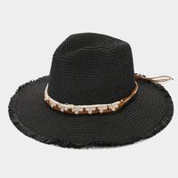 Women's Vacation Beach Solid Color Braid Wide Eaves Straw Hat sku image 1