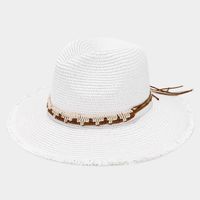 Women's Vacation Beach Solid Color Braid Wide Eaves Straw Hat sku image 2