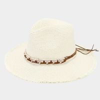 Women's Vacation Beach Solid Color Braid Wide Eaves Straw Hat sku image 3