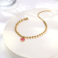 Estilo IG Dulce Forma De Corazón Acero Inoxidable 316 Chapados en oro de 18k Acrílico Pulsera Al Mayoreo sku image 16