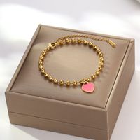 Estilo IG Dulce Forma De Corazón Acero Inoxidable 316 Chapados en oro de 18k Acrílico Pulsera Al Mayoreo main image 5