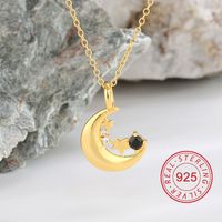 Sterling Silver 18K Gold Plated Simple Style Inlay Sun Star Heart Shape Zircon Pendant Necklace sku image 2